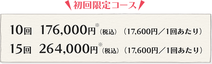 初回限定コース 10回176,000円/15回255,750円