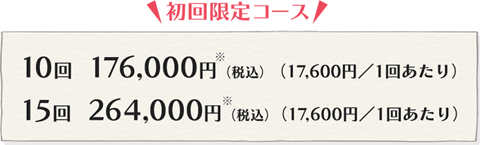 初回限定コース　10回176,000円／15回255,750円