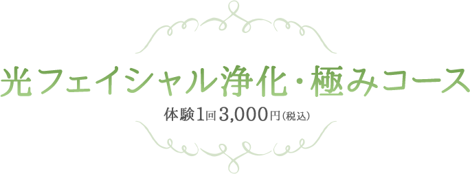 光フェイシャル浄化・極みコース　体験1回3,000円（税込）