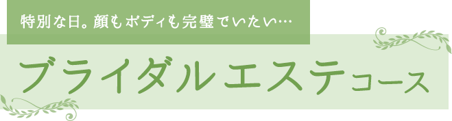 特別な日。顔もボディも完璧でいたい…　ブライダルエステコース