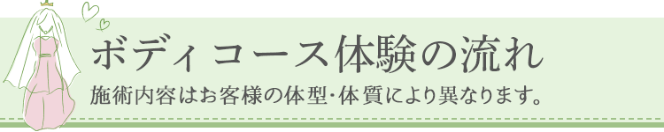 体験コースの流れ　※施術内容はお客様の体型・体質により異なります。