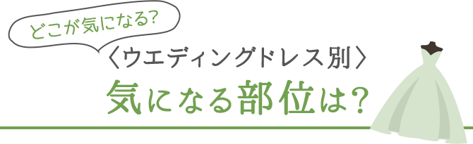 どこが気になる？〈ウエディングドレス別〉気になる部位は？