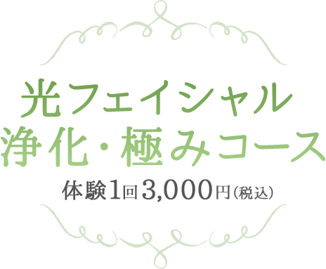 光フェイシャル浄化・極みコース　体験1回3,000円（税込）