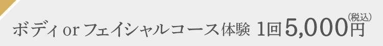 ボディ or フェイシャルコース体験1回5,000円（税込）