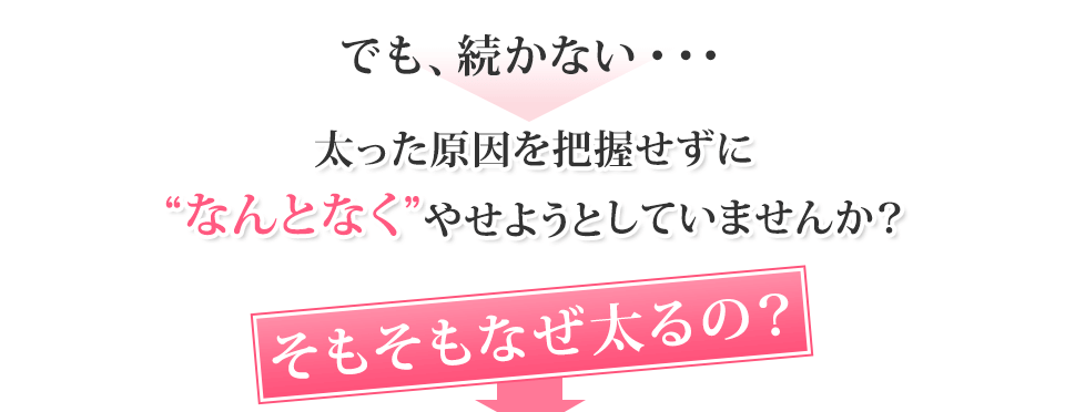でも続かない… 太った原因を把握せずになんとなくやせようとしていませんか?
